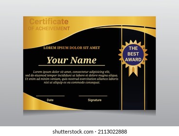 Vector illustration of certificate template design for achievement, award, attendance.