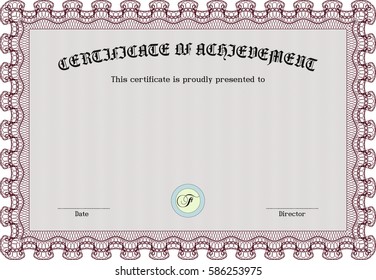 ilustración vectorial del icono de plantilla de certificado en rosa.