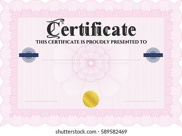 Vector Illustration of  certificate template Icon in Pink

