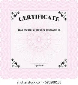 Icono de plantilla de certificado en rosa
