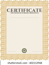 Vector illustration of certificate template icon in orange.
