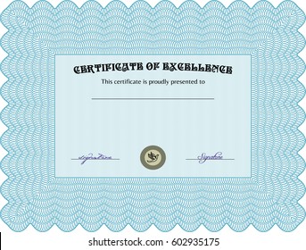 Vector Illustration of Certificate template Light blue color.
