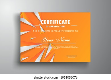 Vector illustration of Certificate template with modern abstract background. Certificate of appreciation, award diploma design template.
