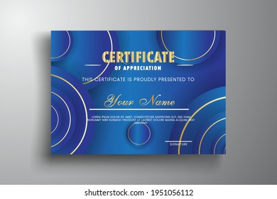 Ilustración vectorial de la plantilla de certificado con fondo abstracto moderno. Certificado de apreciación, modelo de diseño de diploma de premio.