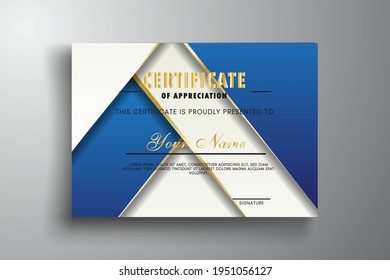 Ilustración vectorial de la plantilla de certificado con fondo abstracto moderno. Certificado de apreciación, modelo de diseño de diploma de premio.