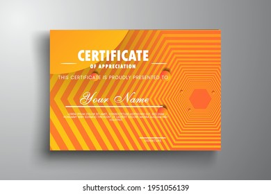 Ilustración vectorial de la plantilla de certificado con fondo abstracto moderno. Certificado de apreciación, modelo de diseño de diploma de premio.
