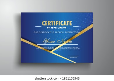 Vector illustration of Certificate template with modern abstract background. Certificate of appreciation, award diploma design template.