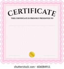 Vector Illustration of certificate template in pink color
