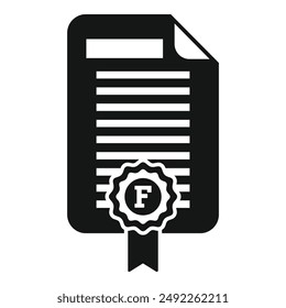 Vector illustration of a certified document icon featuring a seal with a checkmark