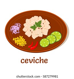 Vector Illustration Of A Ceviche Dish On Isolated Background