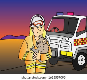 Vector Illustration Of CFS Fire Fighter