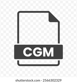 Vector illustration of CGM file in dark color and transparent background(PNG).