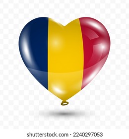 Vector illustration of a Chad country love balloon on transparent background (PNG). Flying love balloons for Independence Day celebration.