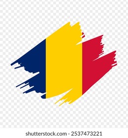 Vector illustration of Chad flag in brush stroke on transparent background