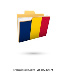 Vector illustration of Chad flag isolated in file folder on white background.