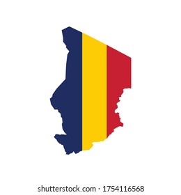 Vector illustration of Chad flag map. Vector map.
