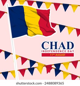 Vector illustration of Chad Independence Day social media feed template