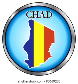 Vector Illustration for Chad, Round Button.