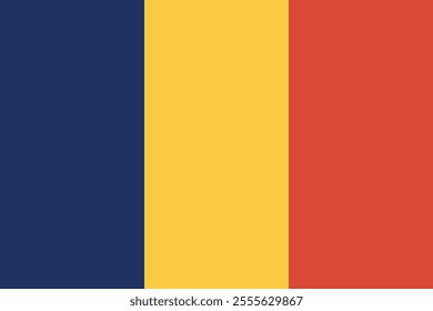 Vector illustration of the Chadian flag in its original 2:3 aspect ratio, featuring three vertical stripes in blue, yellow, and red. Clean, professional design for diverse uses.