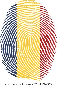 Vector illustration of the chadian

 flag in the shape of a footprint