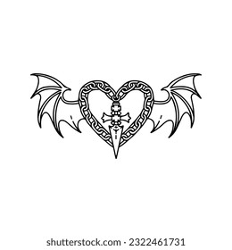 vector illustration of chain with bat wings concept
