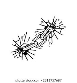 vector illustration of chain with broken glass concept