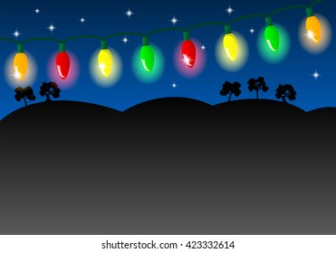 vector illustration of a chain of colorful lights