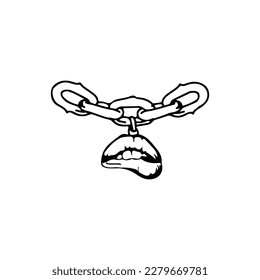vector illustration of a chain with a mouth