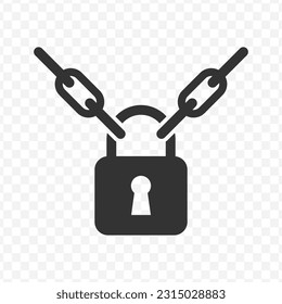 Ilustración vectorial del icono de candado de cadena en color oscuro y fondo transparente (png).