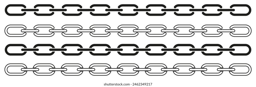 Vector illustration of chain pattern set of braided ropes in white background. Link icon. eps 10