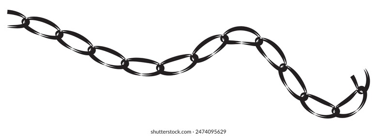 Vector illustration of chain pattern set of braided ropes in black and white color