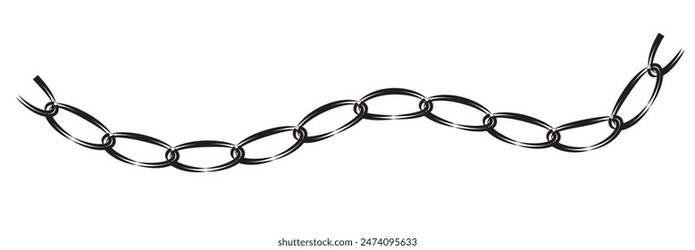 Vector illustration of chain pattern set of braided ropes in black and white color