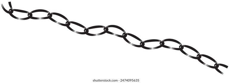 Vector illustration of chain pattern set of braided ropes in black and white color