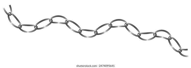 Vector illustration of chain pattern set of braided ropes in black and white color