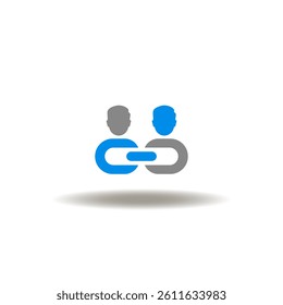 Vector illustration of chain with person or customer. Symbol of affiliate marketing program.
