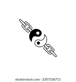 vector illustration of chain with yin yang concept