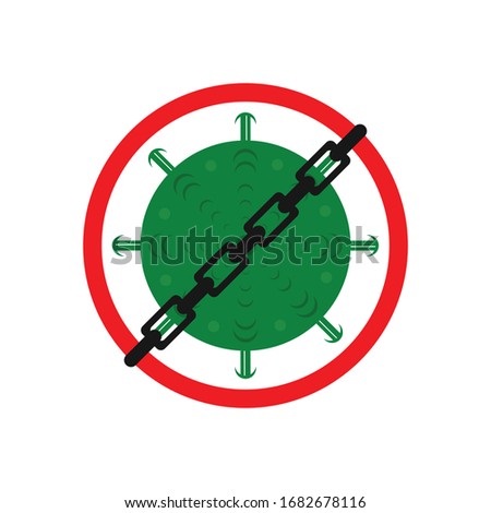 vector illustration of chaining a virus or prohibiting the existence of a virus with a lock down