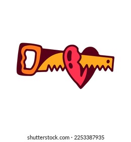 vector illustration of a chainsaw with a heart