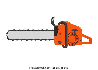 Vector illustration of chainsaw isolated on white background. Lumberjack tool. Woodcutter saw. Wood forester cutter