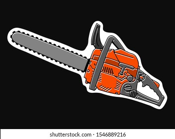 Vector illustration of chainsaw on black background