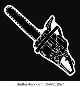 Vector illustration of chainsaw on black background