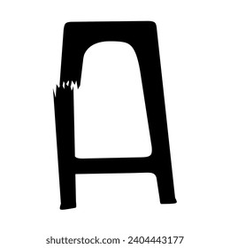 Vector illustration of a chair with broken and bent legs. Silhouette of a broken bench on a white background.
