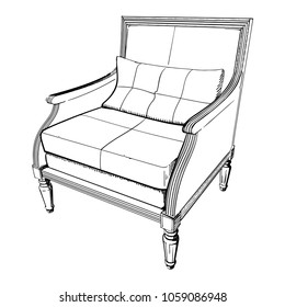 Vector illustration of the chair in sketch style.