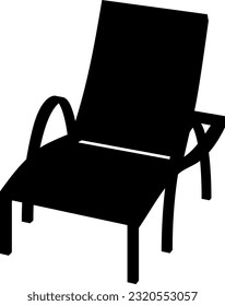 Vector illustration of chaise longue wave for relaxing on the beach, in the garden, in the patio. Summer adjustable deck chair with armrests in vector. Illustration of summer holiday accessories.