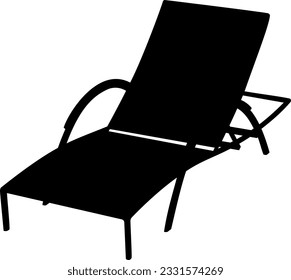 Vektorgrafik der Chaise-longue Welle zum Entspannen am Strand, im Garten, im Innenhof. Sommerverstellbarer Liegestuhl mit Armlehnen in Vektorgrafik. Illustration von Zubehör für Sommerferien.