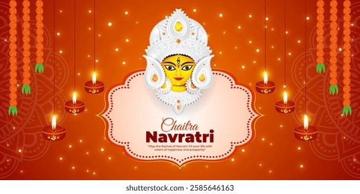 Vector illustration of Chaitra Navratri social media template