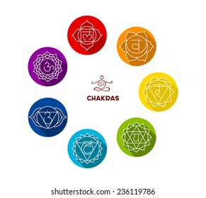 Vector illustration of Chakra color flat set