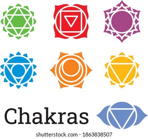 Vector Illustration Chakra Symbols Set Stock Vector (Royalty Free ...