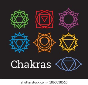 Vector illustration of the chakra symbols set