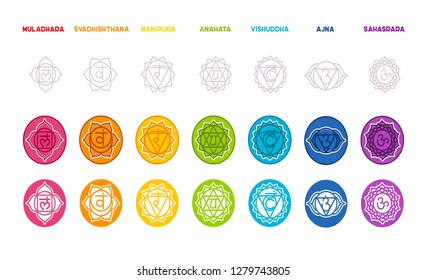 Vector illustration of Chakras set